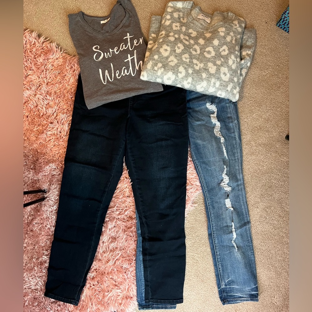 Bundle Lot - Express Jeans/Leggings & tops size 12, L